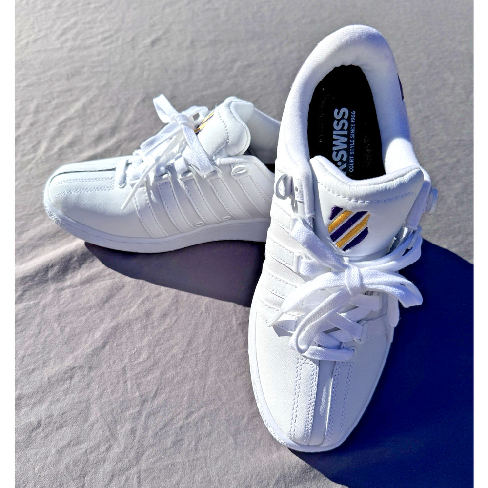 RARE NWOB K-Swiss Classic VN XL Women 7.5 White Purple Yellow Sneaker LE